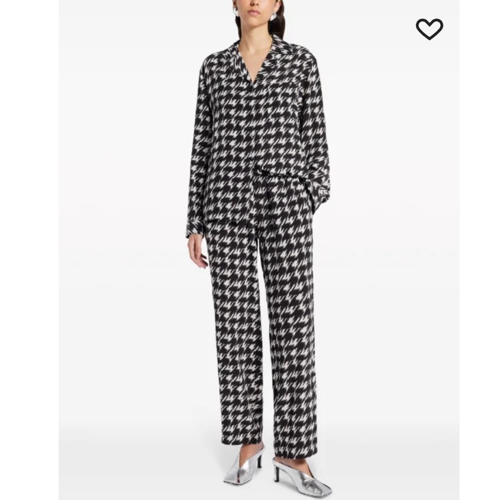 Anine Bing Aiden Mid-rise Wide Leg Trousers Houndstooth - Picture 3 of 7